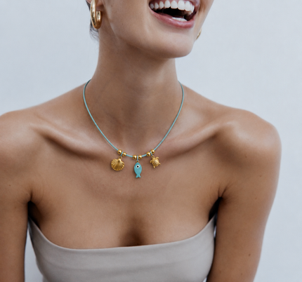 CHOKER CORDINO VERDE ACQUA