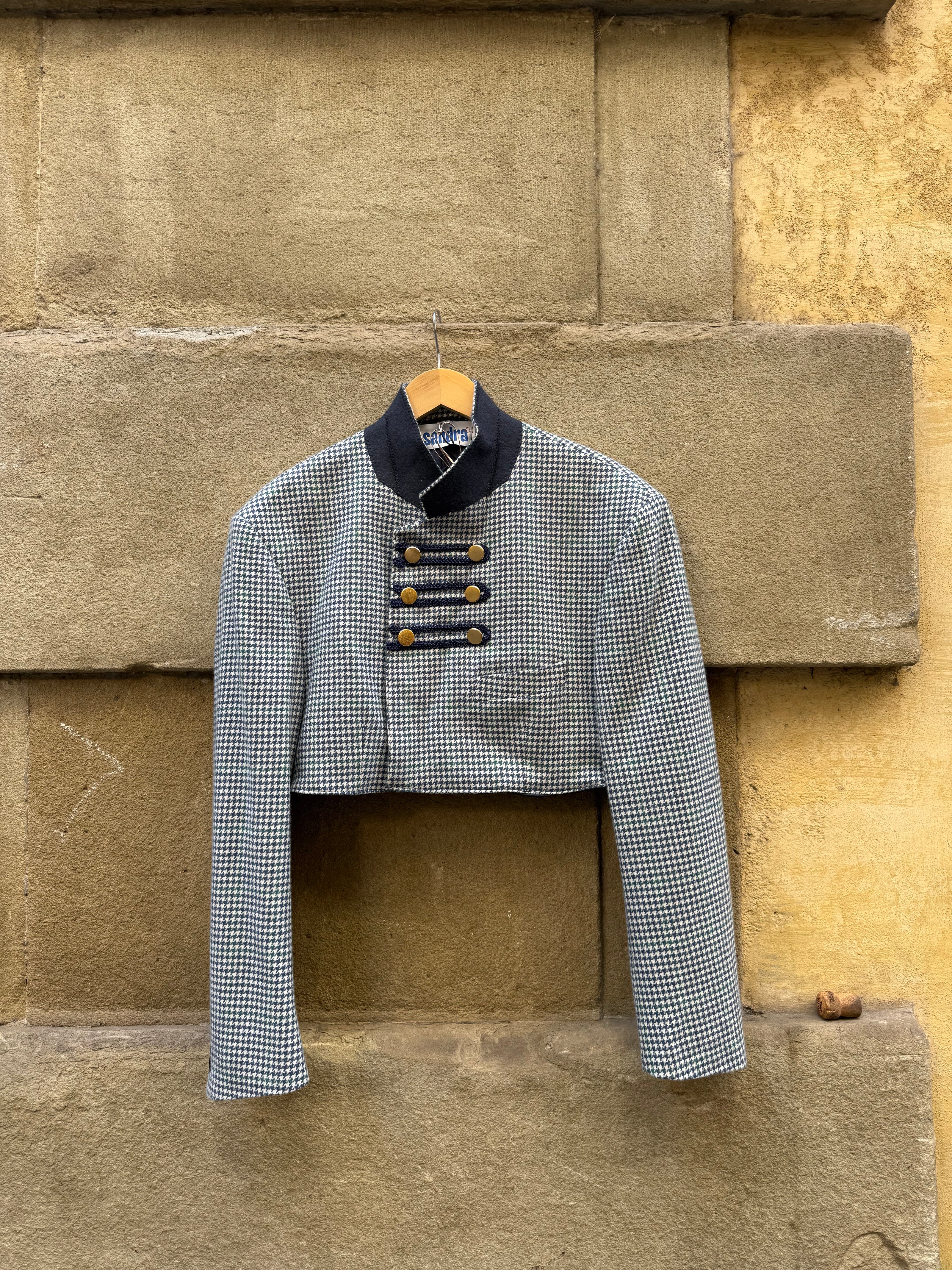 ALIDA - blazer vintage pied-de-poule blu