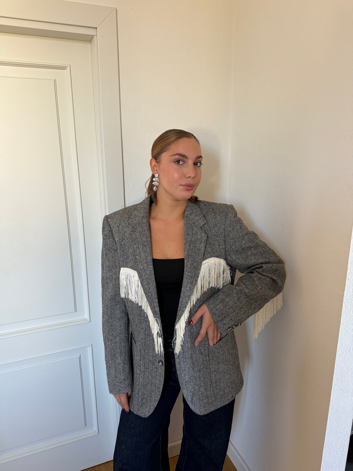 MARTA - Blazer vintage spina di pesce