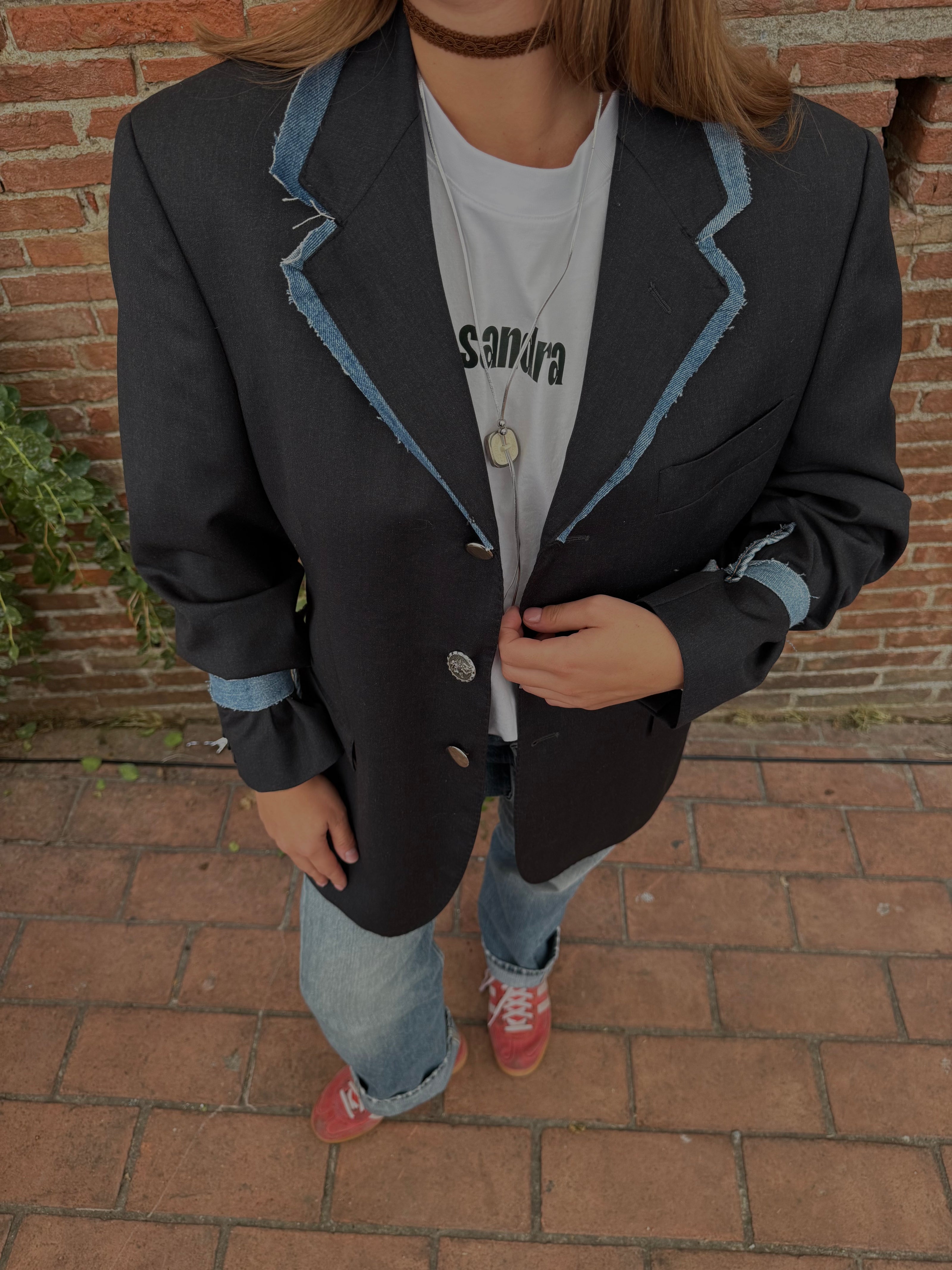 MONICA- Blazer fresco di lana grigio