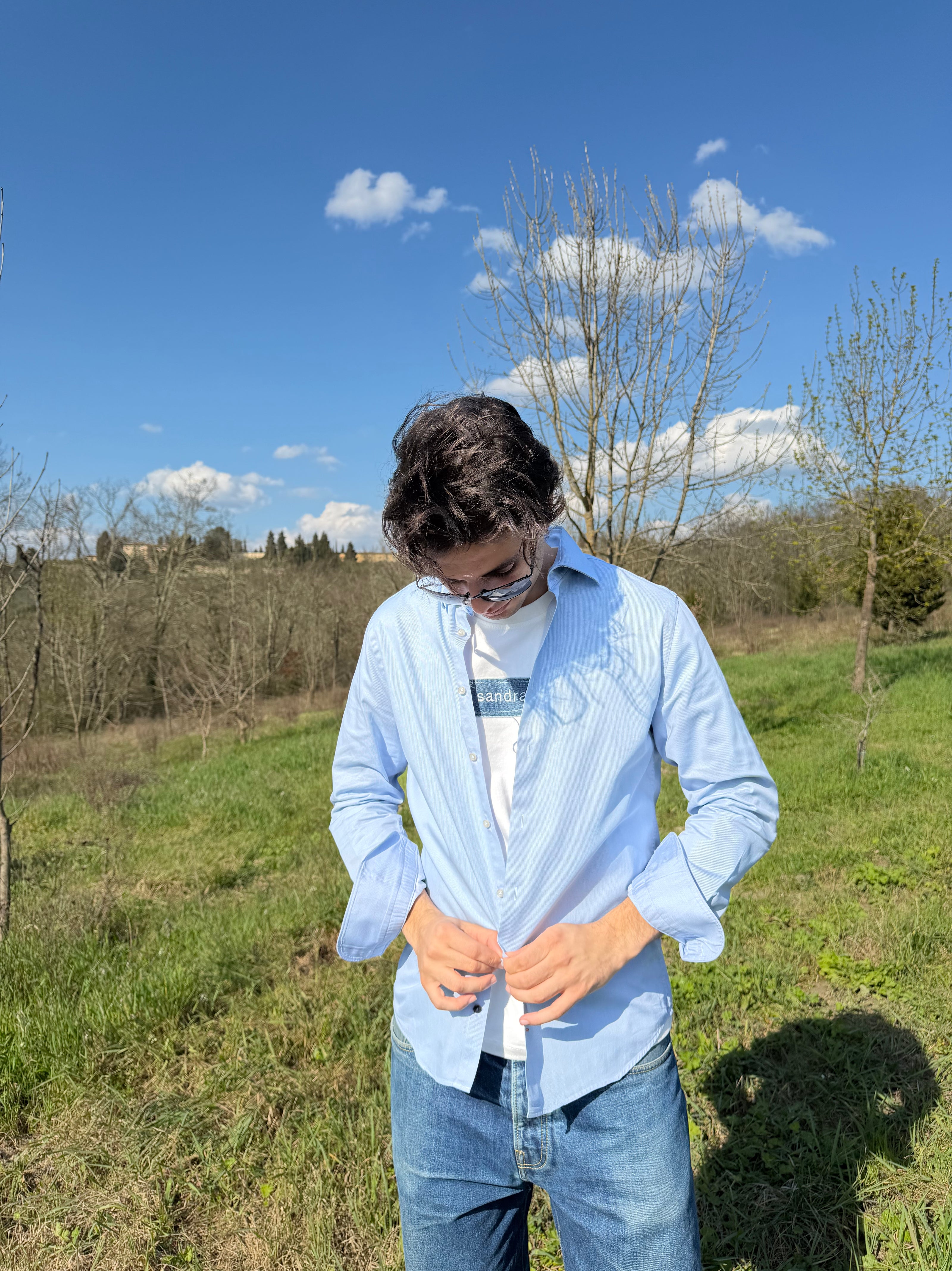 Sandra’s shirt ricamo- camicia con frase ricamata