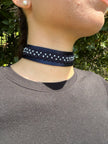 CHOKER INTRECCIO BLU CON PERLINE