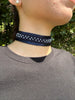 CHOKER INTRECCIO BLU CON PERLINE