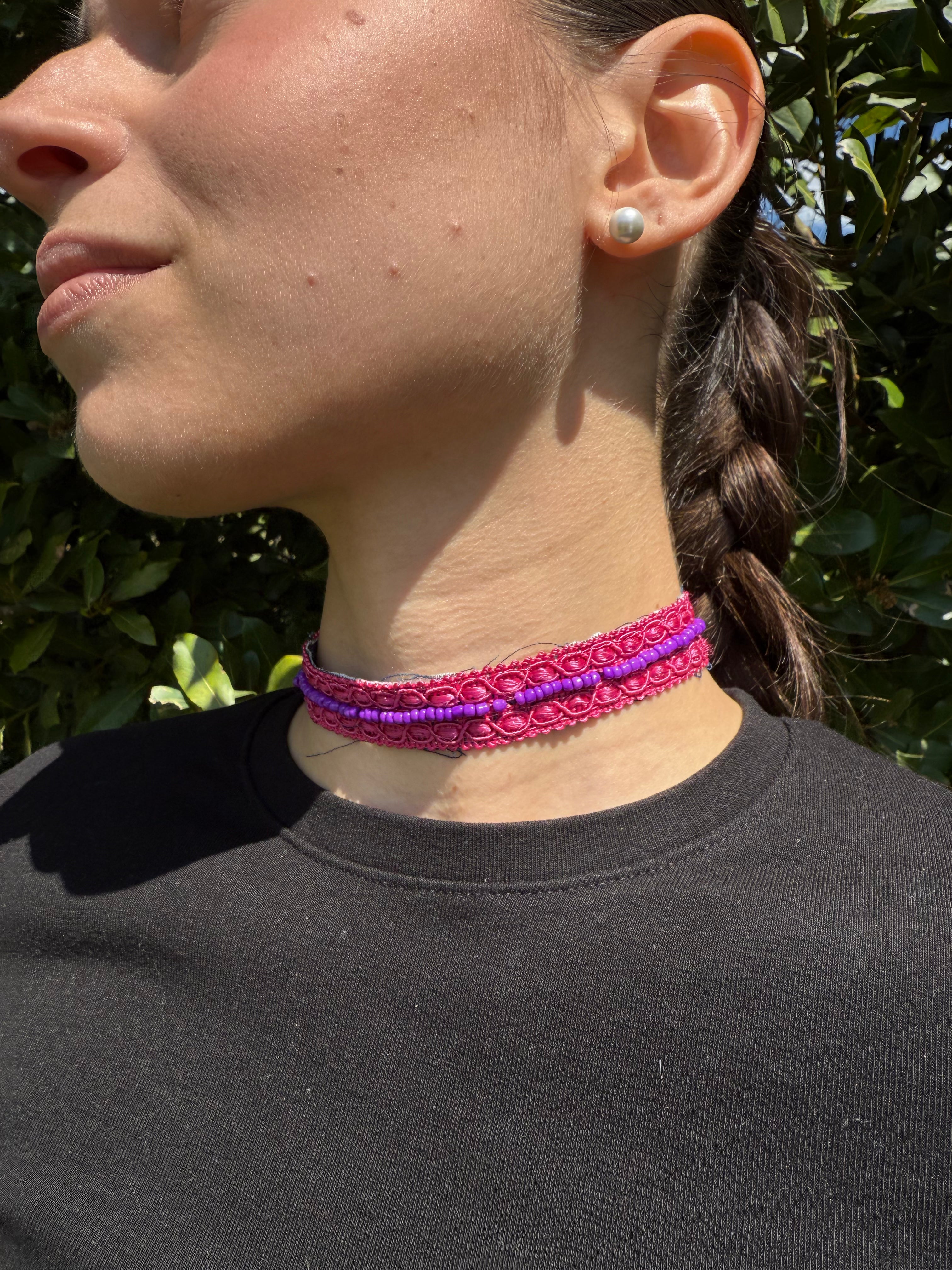 CHOKER INTRECCIO COLORATO DOPPIO