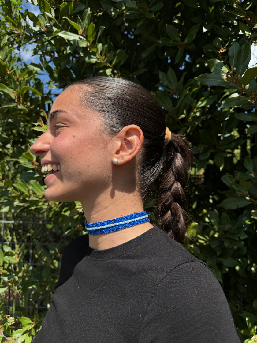 CHOKER INTRECCIO COLORATO DOPPIO