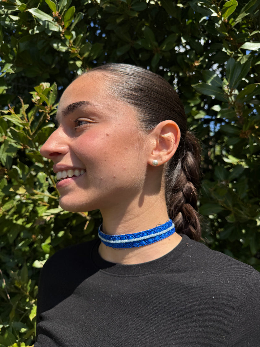 CHOKER INTRECCIO COLORATO DOPPIO