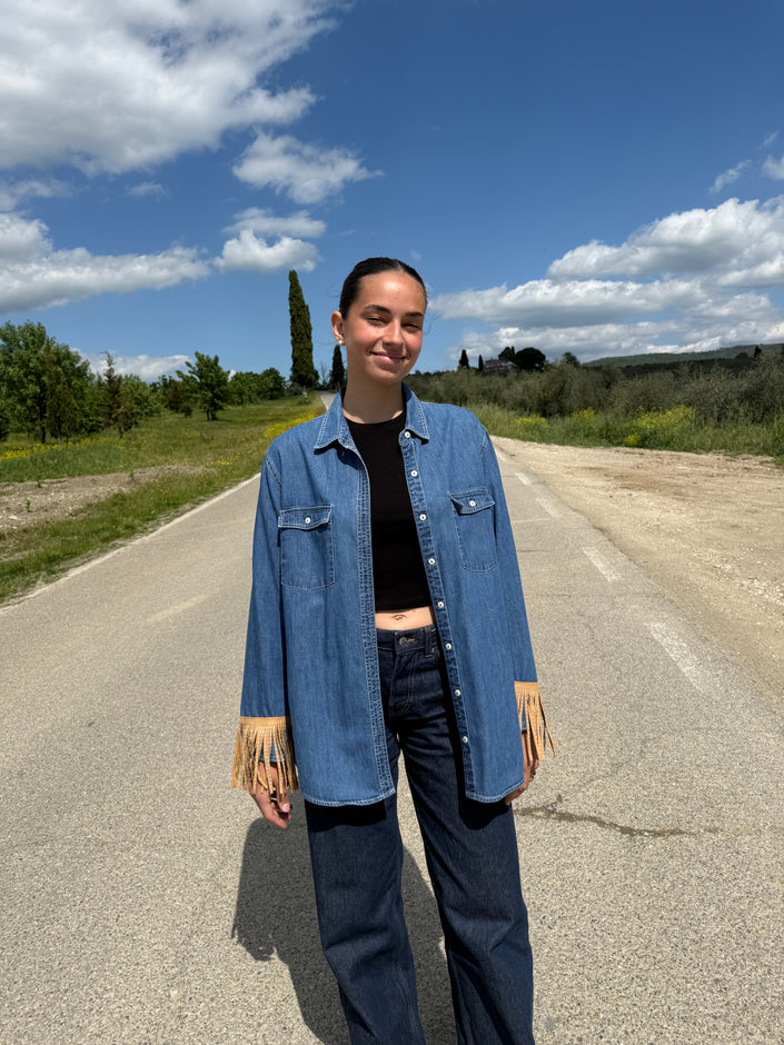 Camicia frange- camicia in denim con frange