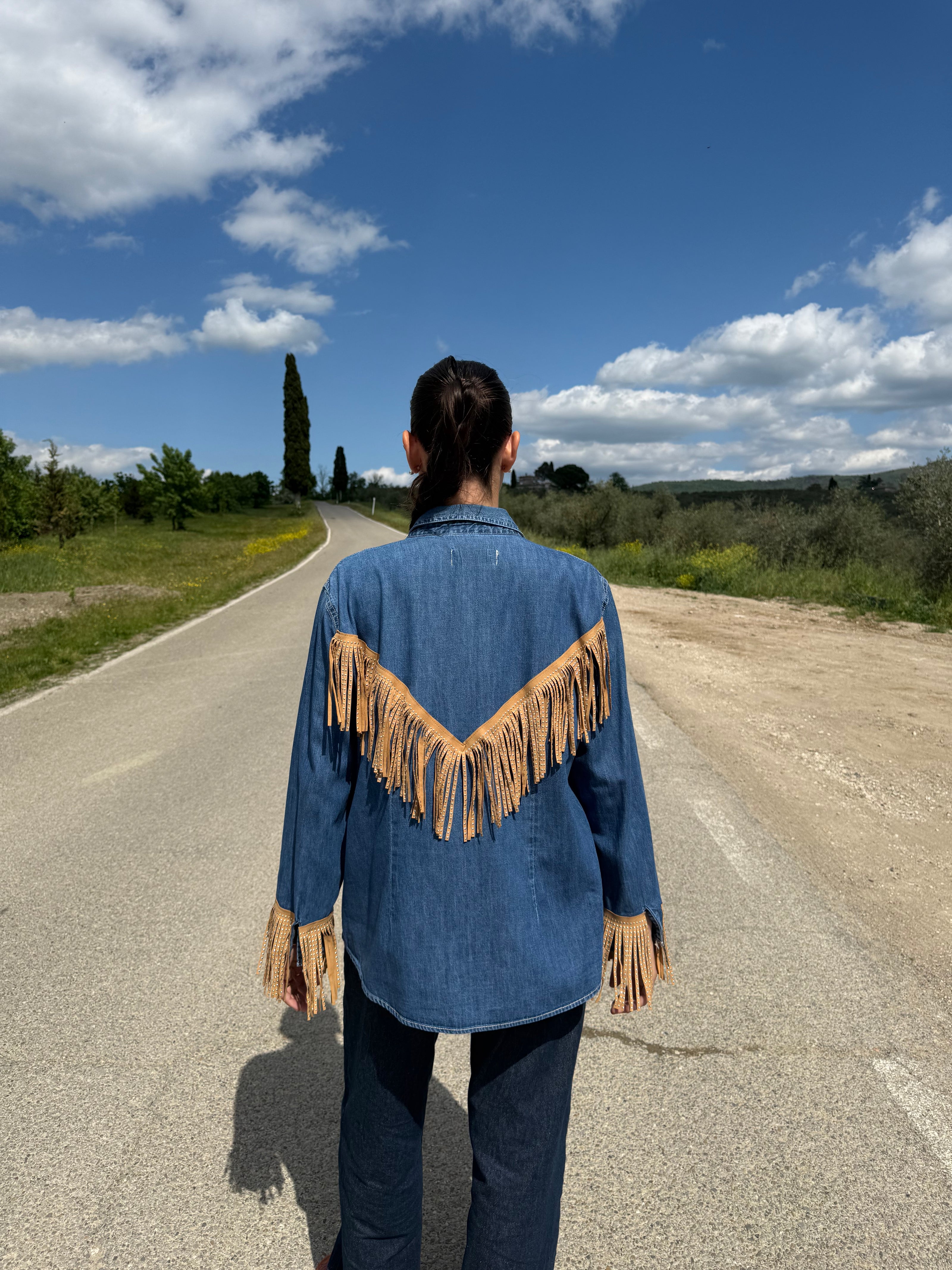 Camicia frange- camicia in denim con frange