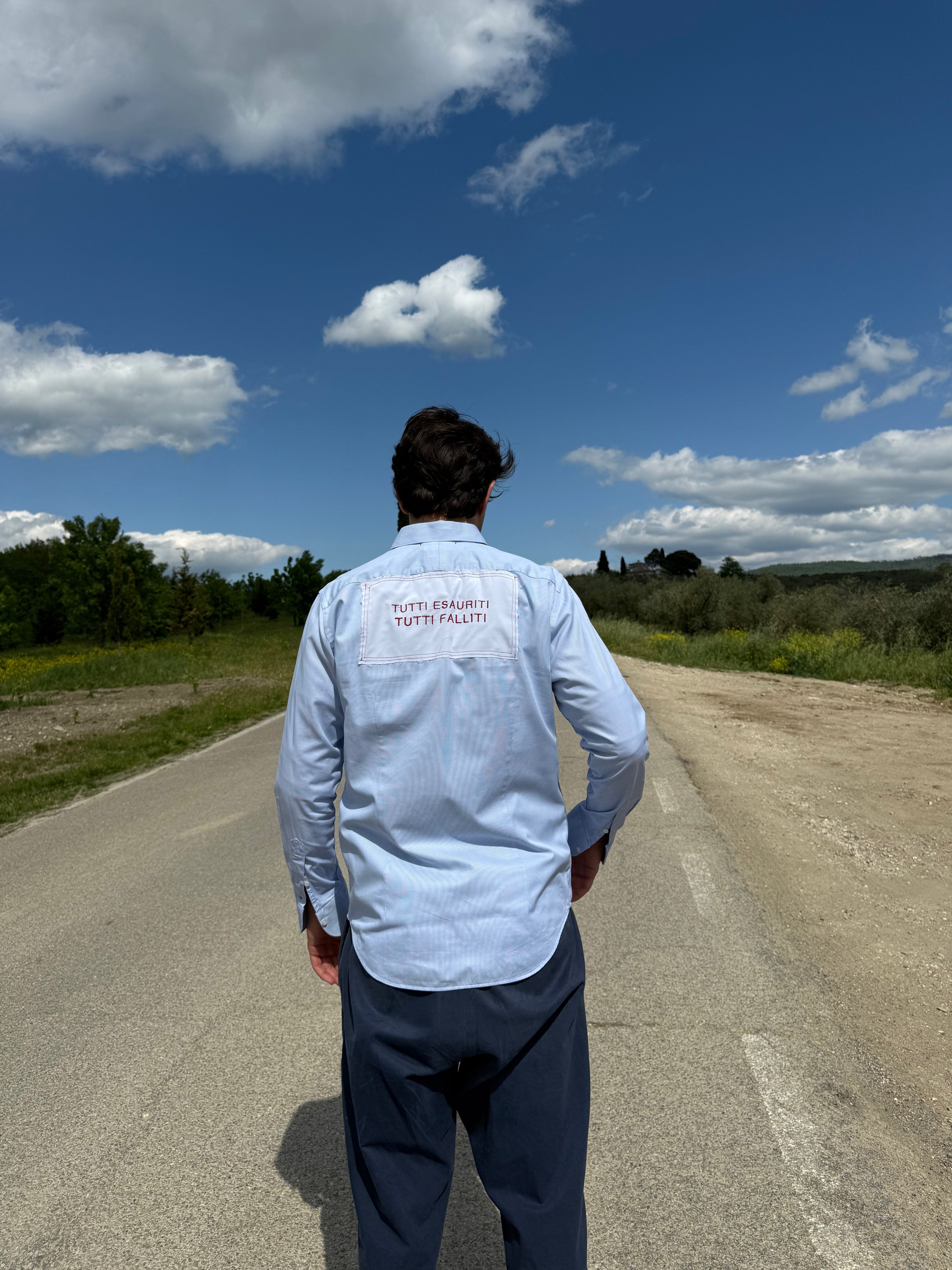 Sandra’s shirt ricamo- camicia con frase ricamata