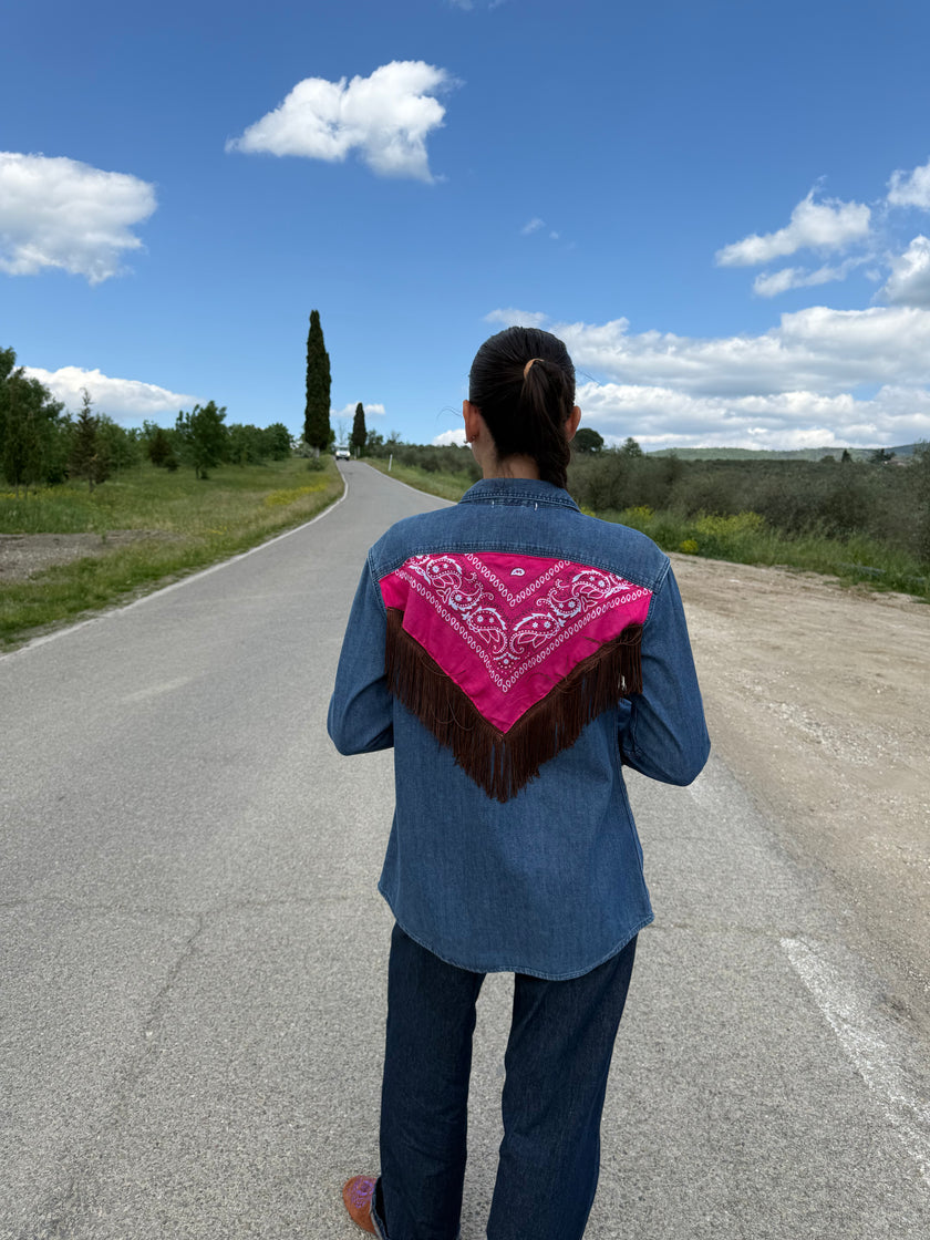 Country shirt - camicia di jeans con bandana e frange