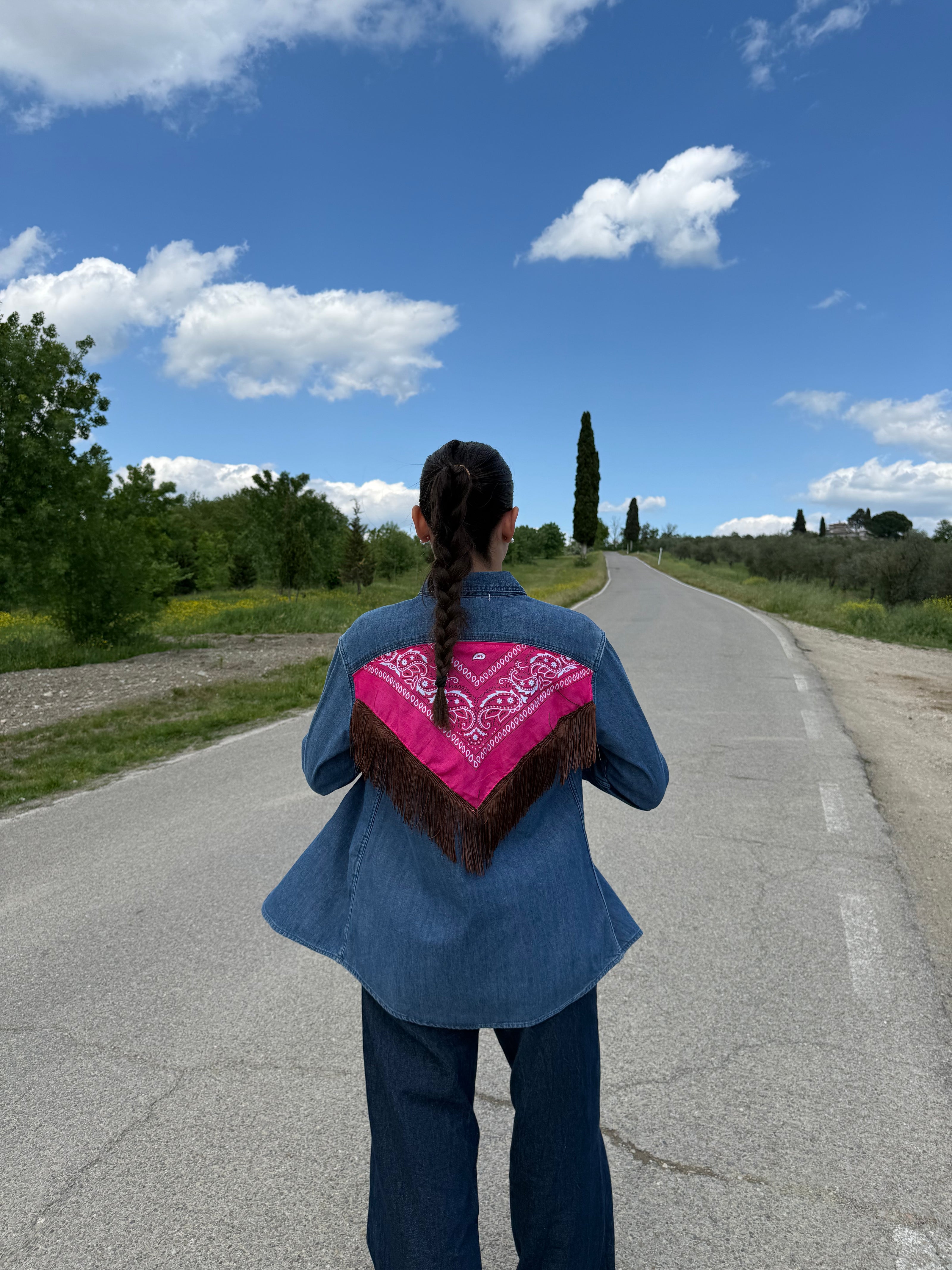 Country shirt - camicia di jeans con bandana e frange