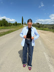 Sandra’s shirt ricamo- camicia con frase ricamata e cuore