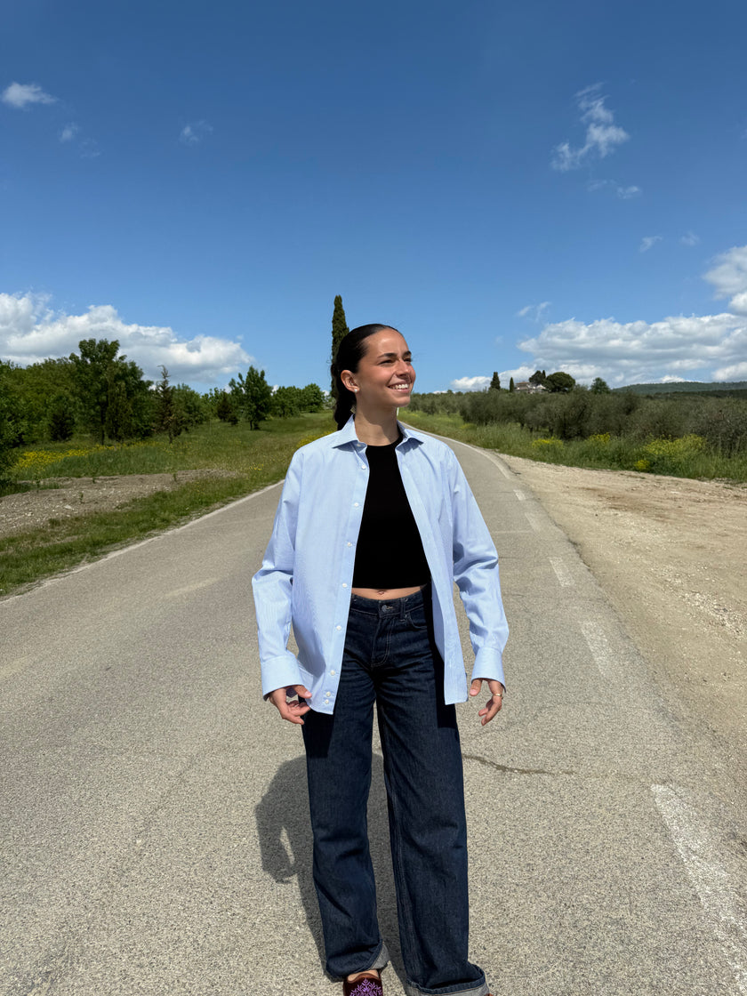 Sandra’s shirt ricamo- camicia con frase ricamata e cuore