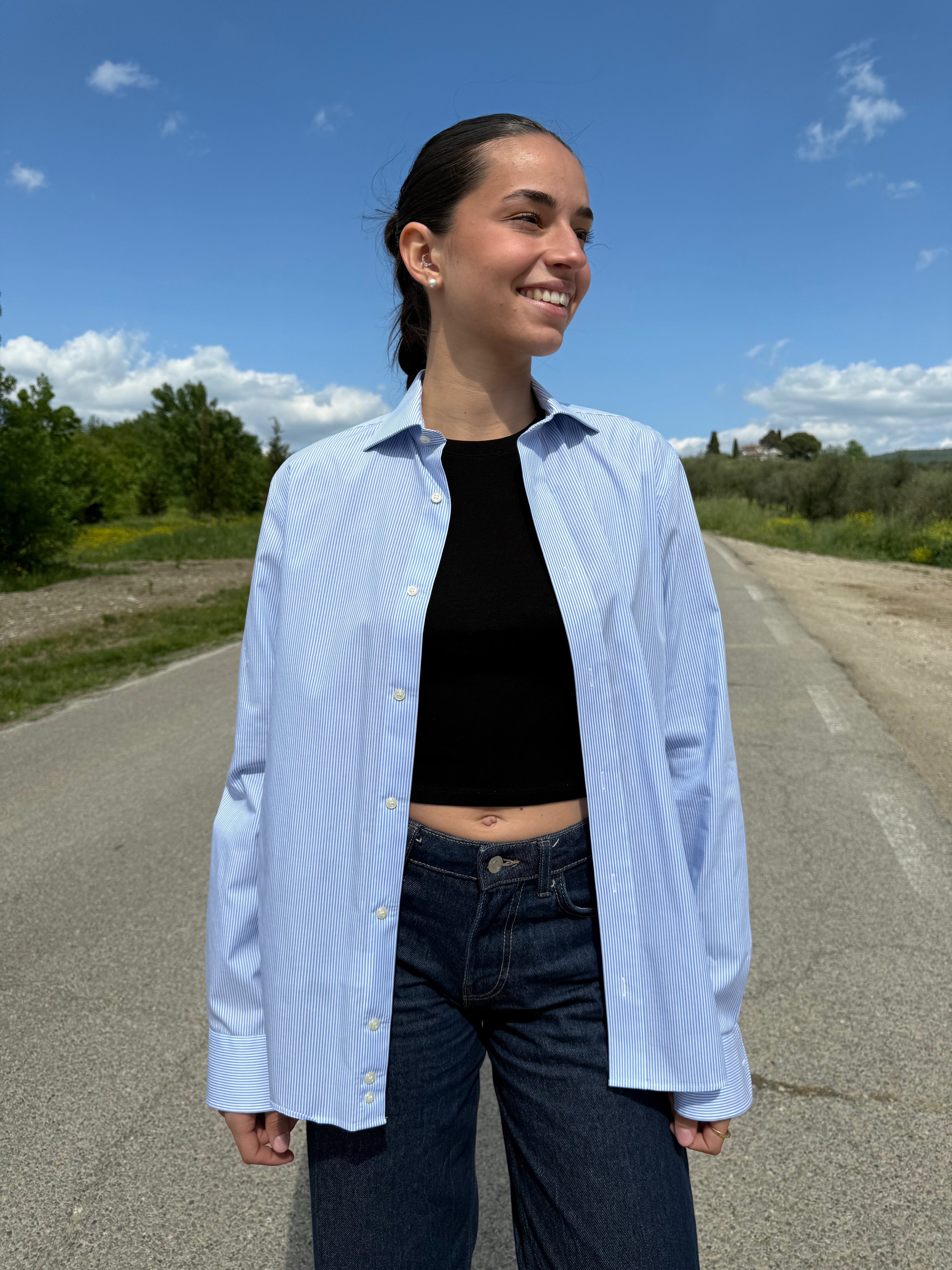 Sandra’s shirt ricamo- camicia con frase ricamata e cuore