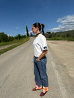 SCACCHI PANTS – jeans con risvolto fantasia a scacchi
