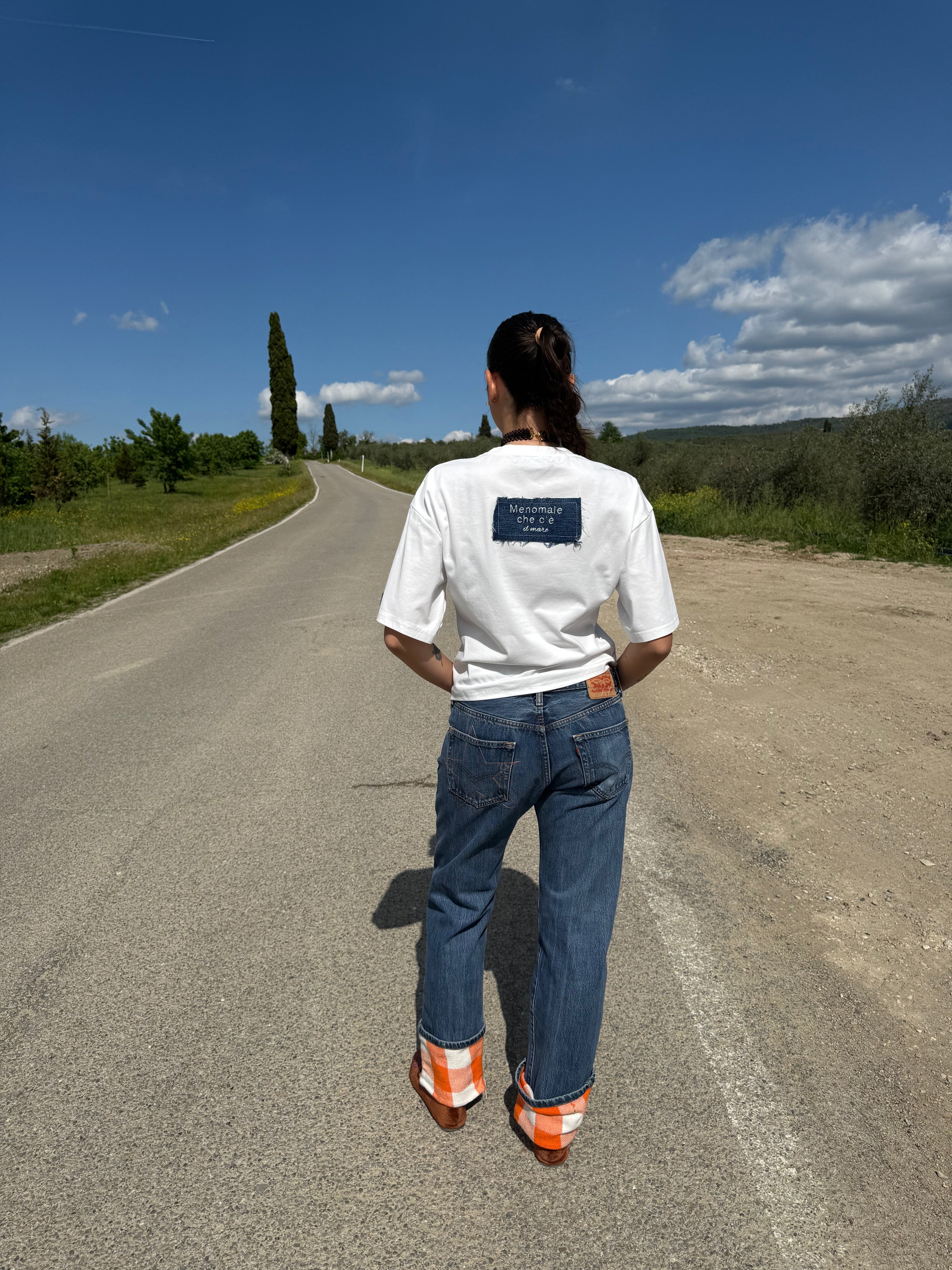 SCACCHI PANTS – jeans con risvolto fantasia a scacchi