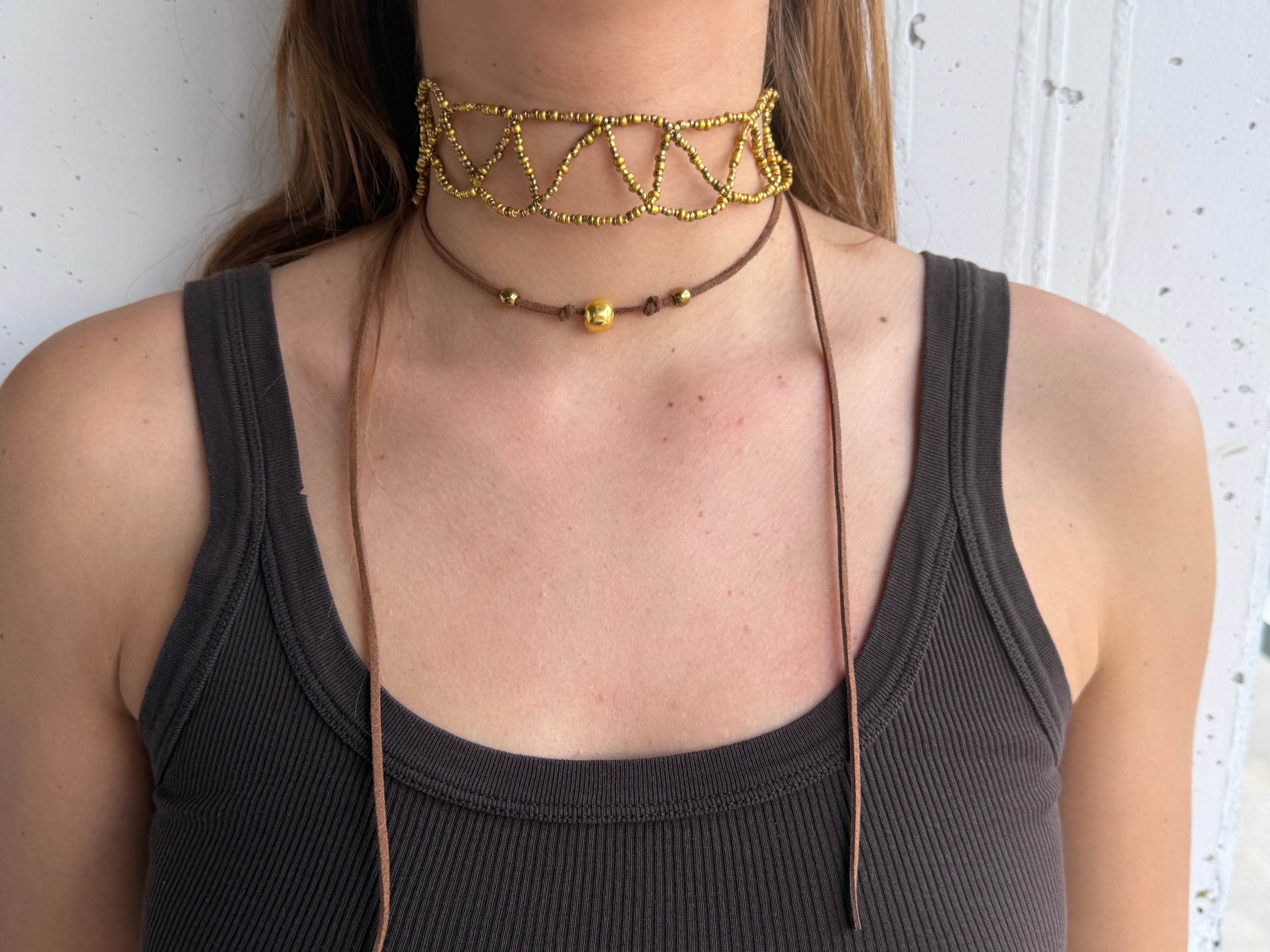SUMMER CHOKER -  INTRECCIO PERLINE