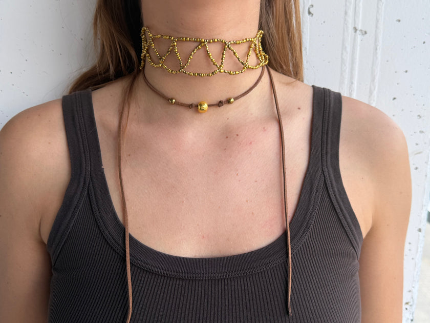 SUMMER CHOKER -  INTRECCIO PERLINE