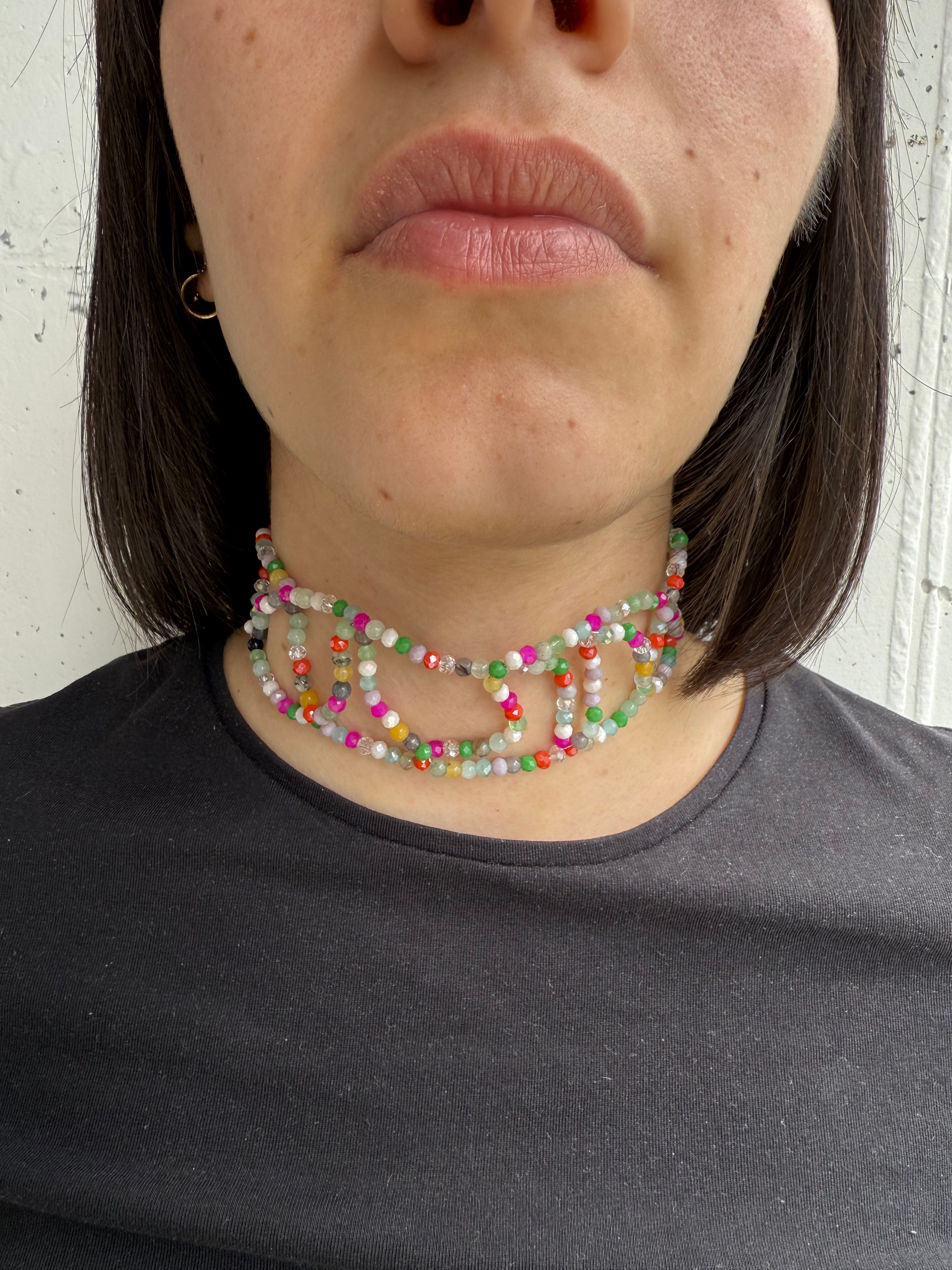 SUMMER CHOKER -  INTRECCIO PERLINE