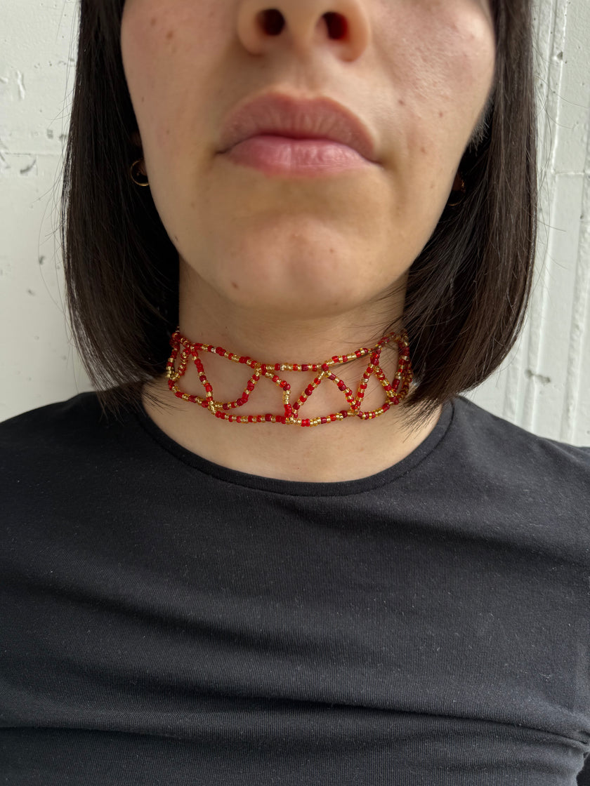 SUMMER CHOKER -  INTRECCIO PERLINE