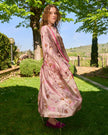 L’ORA LENTA – Kimono Maxi in Seta Fantasia rosa