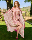 L’ORA LENTA – Kimono Maxi in Seta Fantasia rosa