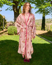 L’ORA LENTA – Kimono Maxi in Seta Fantasia rosa
