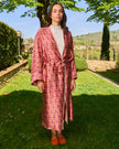 L’ORA LENTA – Kimono Maxi in Seta Fantasia rosso