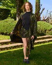 L’ORA LENTA – Kimono Maxi in Seta Fantasia verde