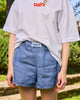 APRÈS-MIDI – Shorts in Lino Celeste Polvere