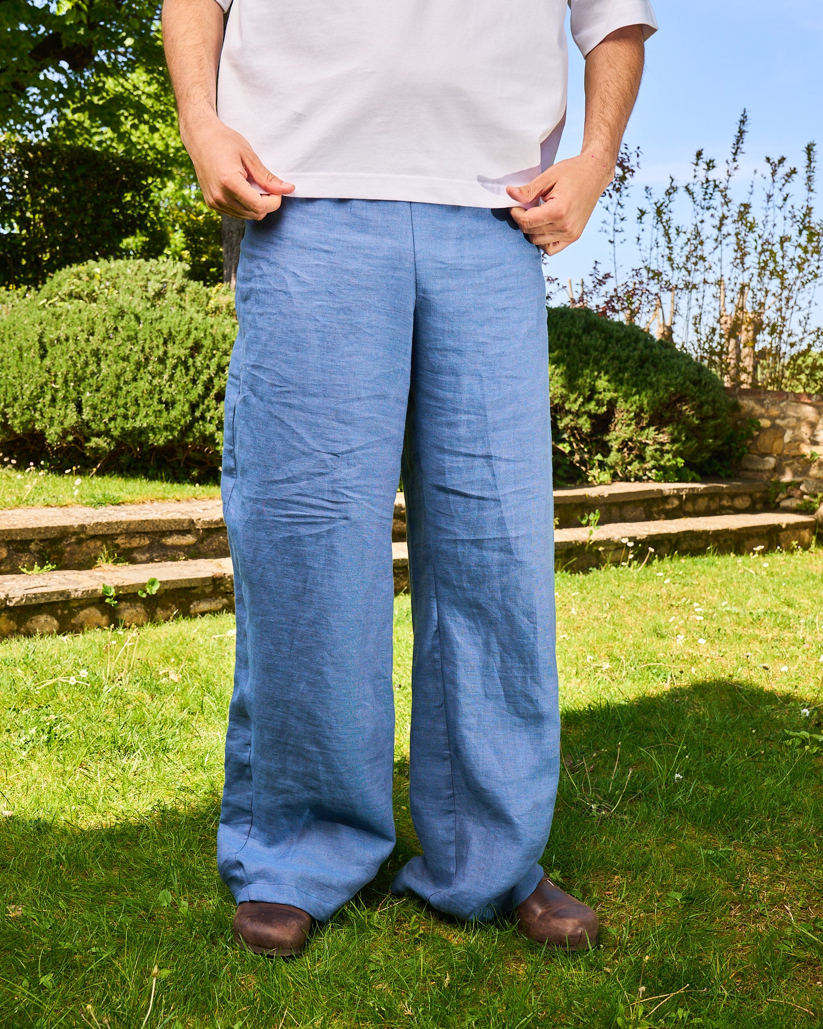 APRÈS-MIDI – Pantalone in Lino Celeste Polvere