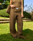 APRÈS-MIDI – Pantalone in Lino Verde Fango
