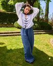 APRÈS-MIDI – Pantalone in Lino Celeste Polvere