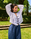 CHOKER INTRECCIO BLU CON PERLINE