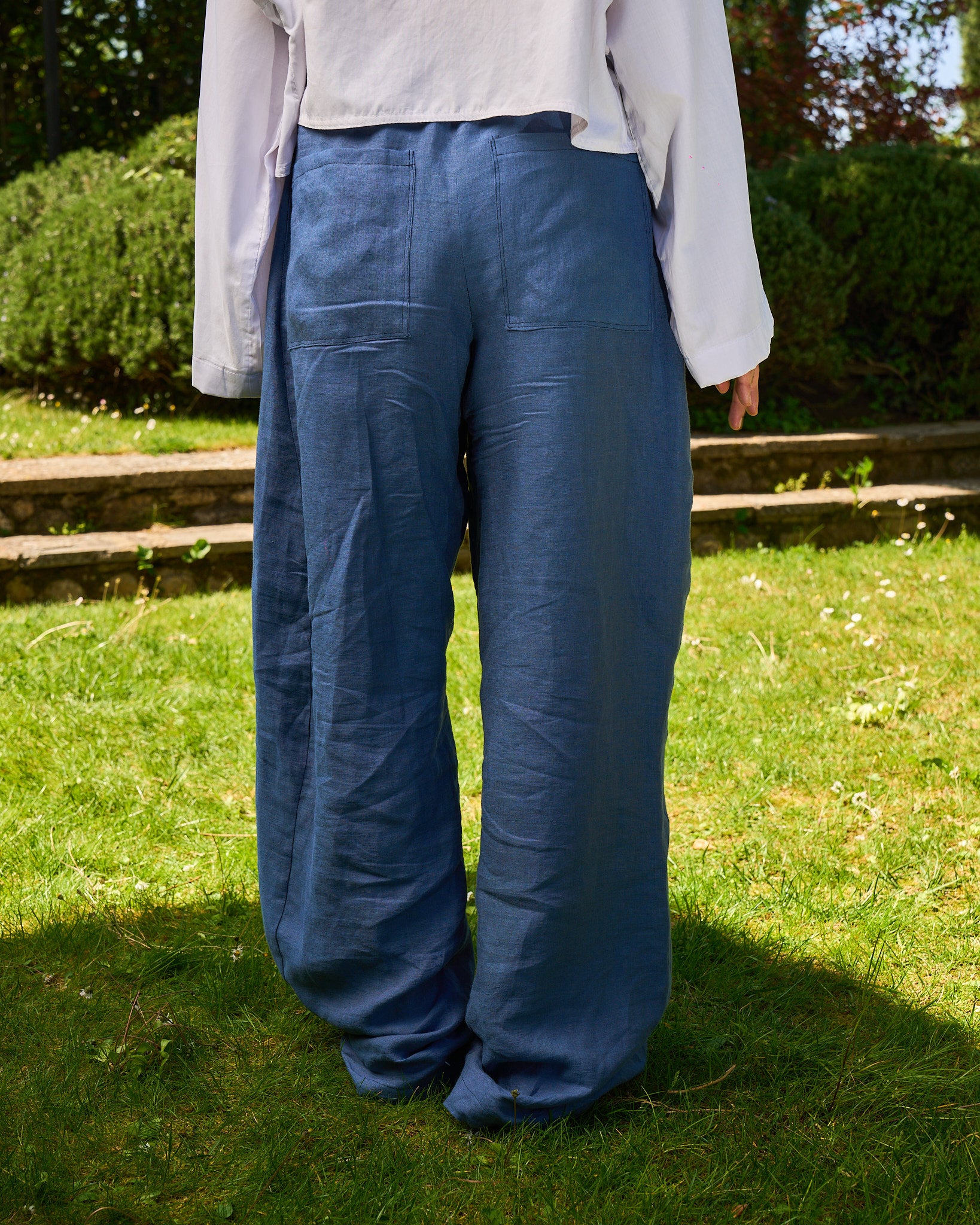 APRÈS-MIDI – Pantalone in Lino Celeste Polvere