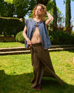 APRÈS-MIDI – Gonna Midi in Lino Verde Fango
