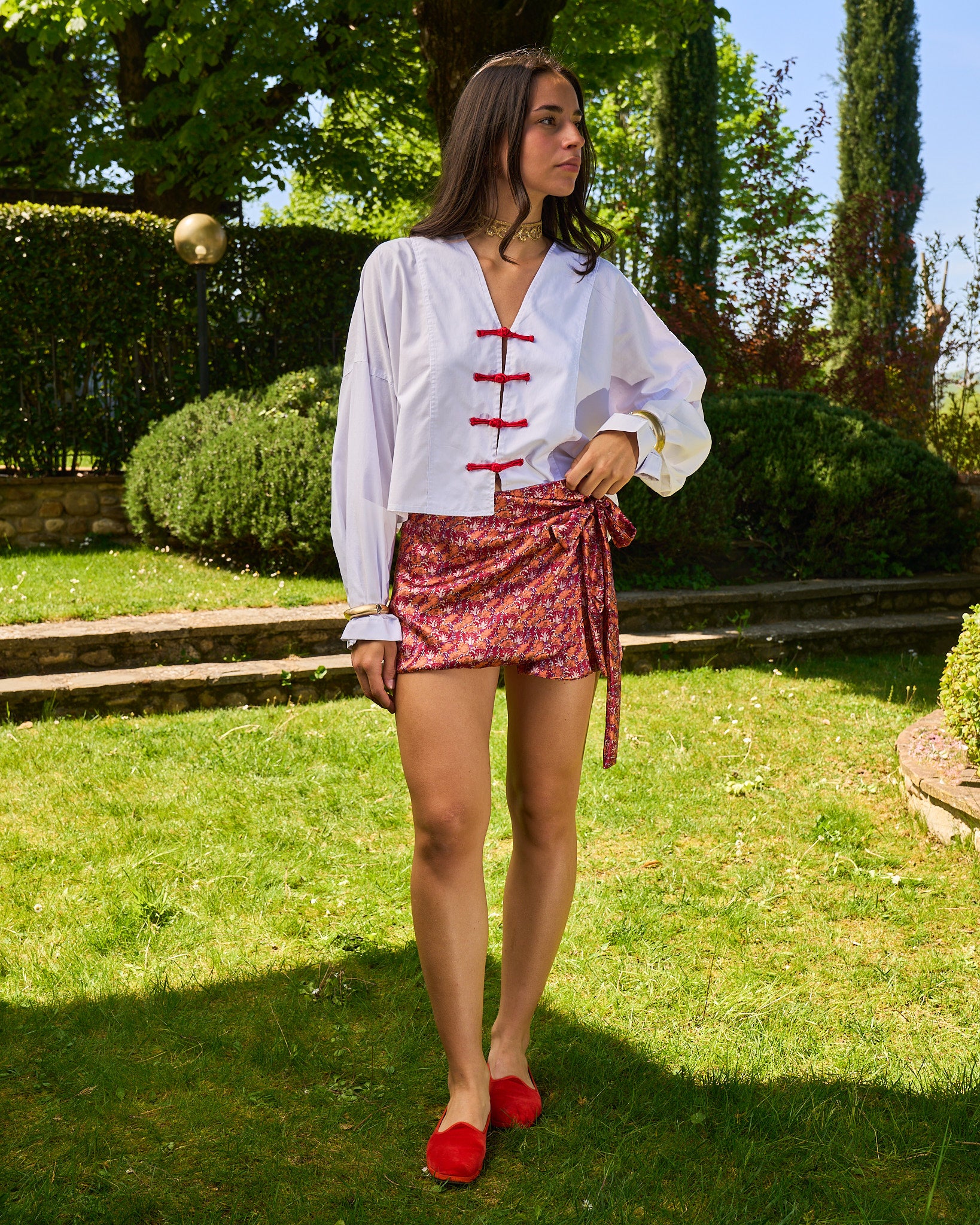 FINO A SERA – Gonna in Seta Fantasia rossa