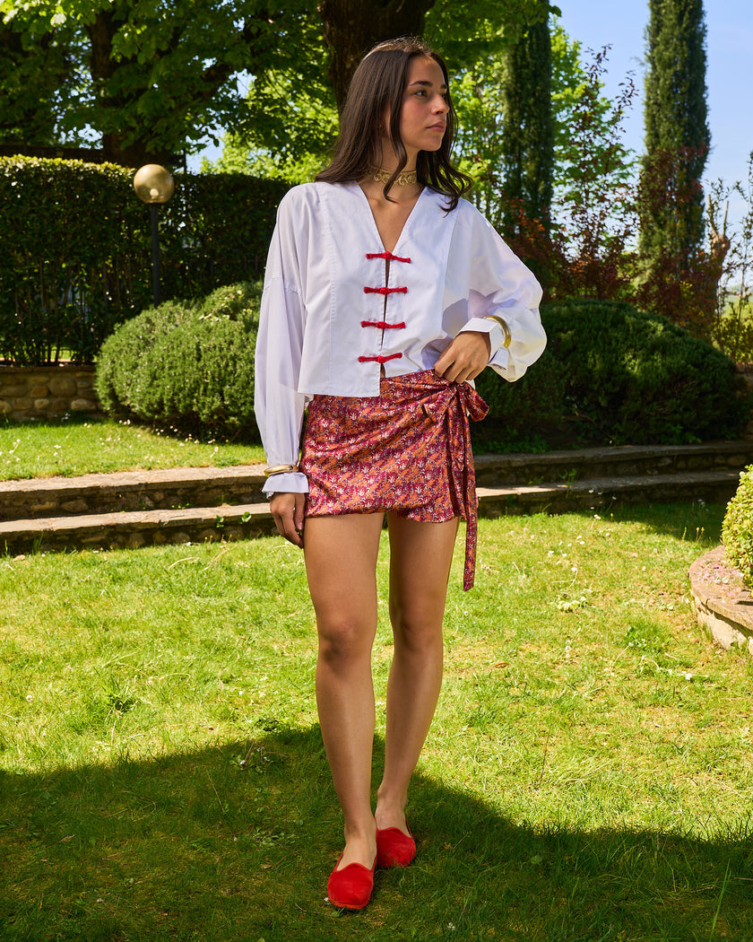 FINO A SERA – Gonna in Seta Fantasia rossa